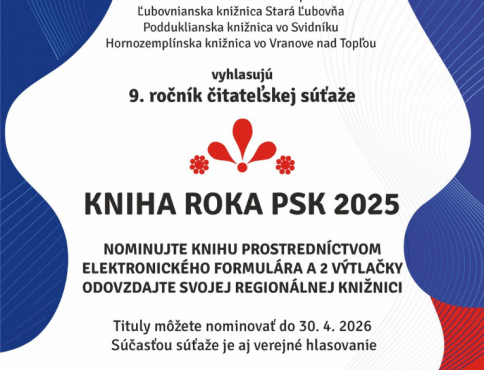 Verejnosť môže nominovať svojho favorita na Knihu roka PSK 2025